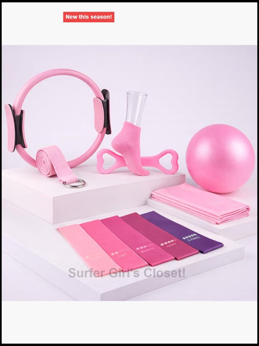 13 Piece Pilates Kit with Resistance Bands, Ball, Ring Home Workout